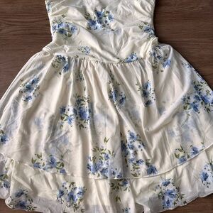Floral Kids Dress in Cream and Blue
